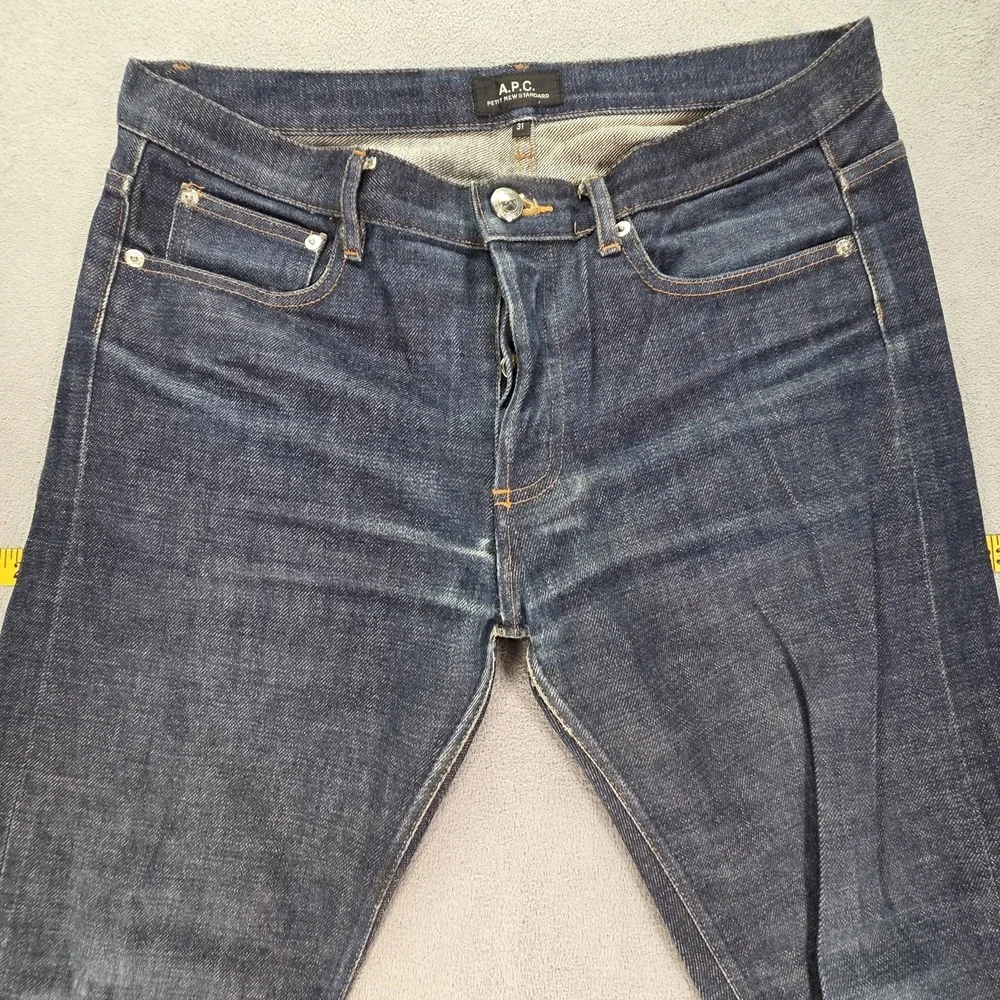 A.P.C. Jeans Mens Blue Dark‎ Wash Slim Whiskers Honeycomb Fits 31x29